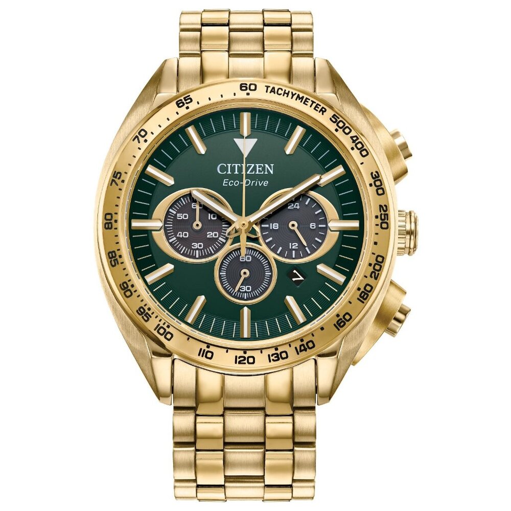 Citizens Mens Eco-Drive Chronograph Gold Stainless Steel Watch